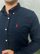 Camisa Social Polo Ralph Lauren Oxford - Azul Marinho