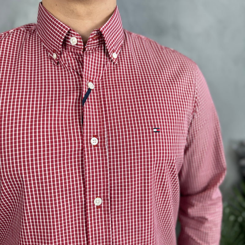 Camisa Social Tommy Hilfiger Oxford - Xadrez Vermelha