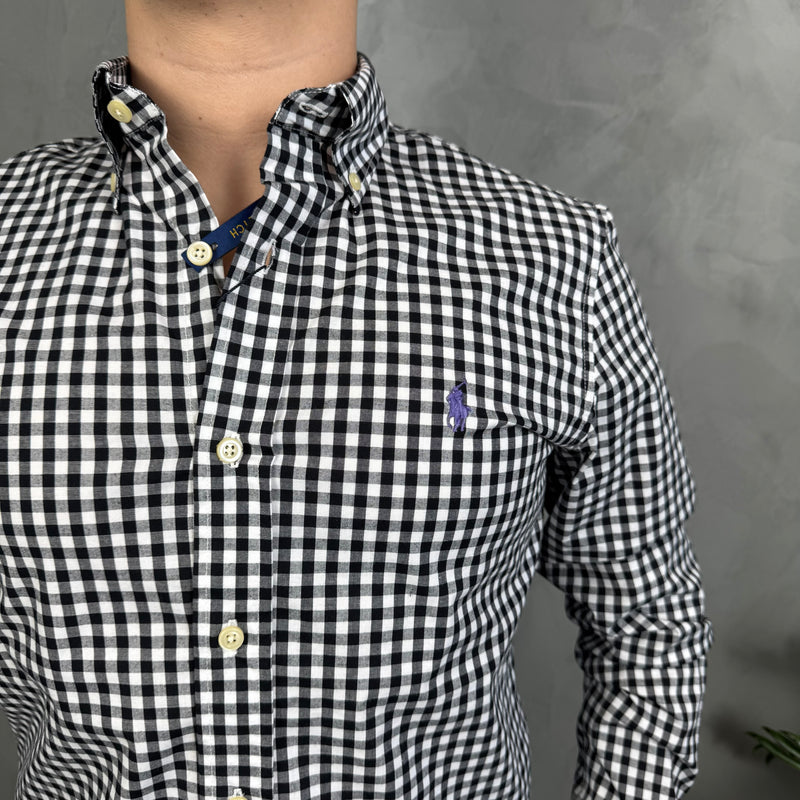 Camisa Social Polo Ralph Lauren Oxford - Xadrez Preta