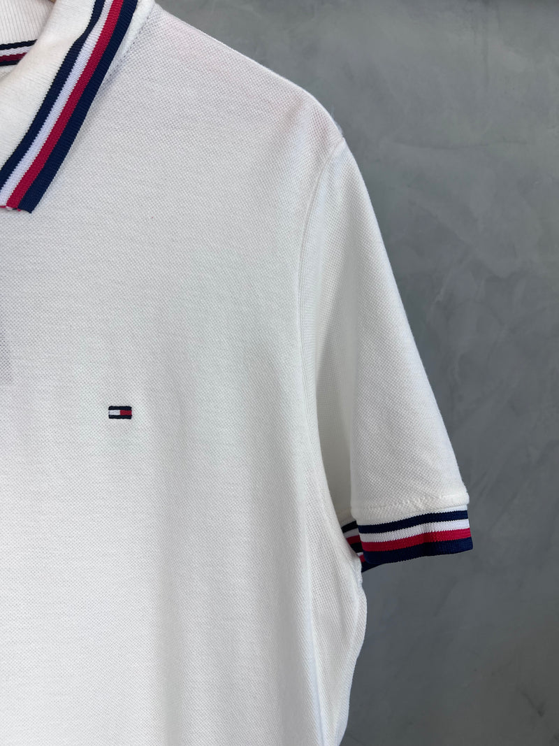 Camisa Gola Polo Tommy Hilfiger - Off White