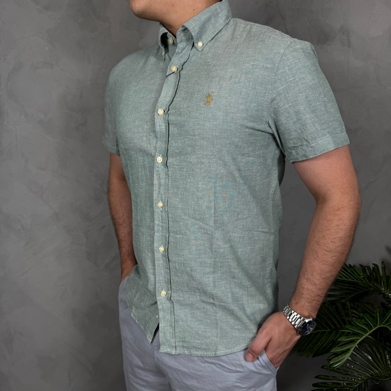 Camisa Social Manga Curta Polo Ralph Lauren - Verde - Linho