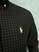Camisa Social Polo Ralph Lauren Oxford - Xadrez Preta