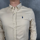 Camisa Social Polo Ralph Lauren Oxford - Marrom Claro