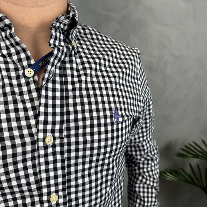 Camisa Social Polo Ralph Lauren Oxford - Xadrez Preta