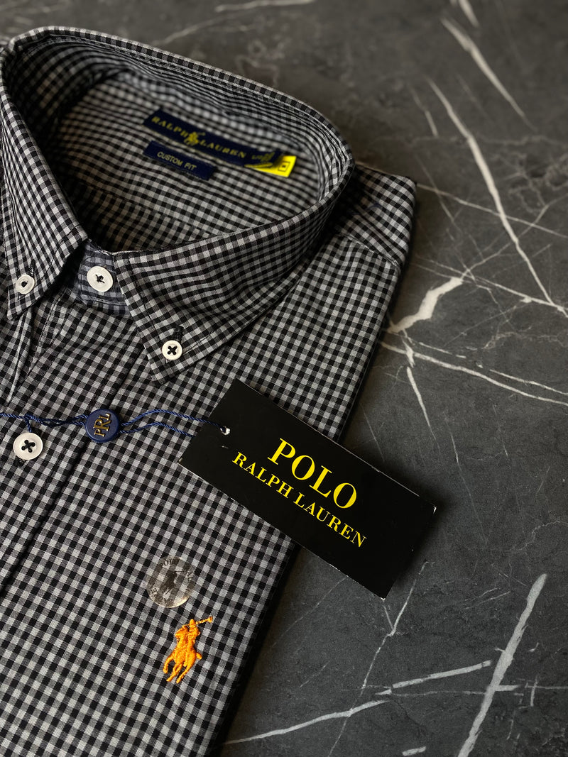 Camisa Social Polo Ralph Lauren Oxford - Xadrez Cinza