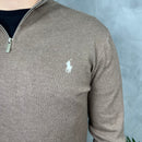 Suéter Polo Ralph Lauren Importado Meio Zíper - Marrom