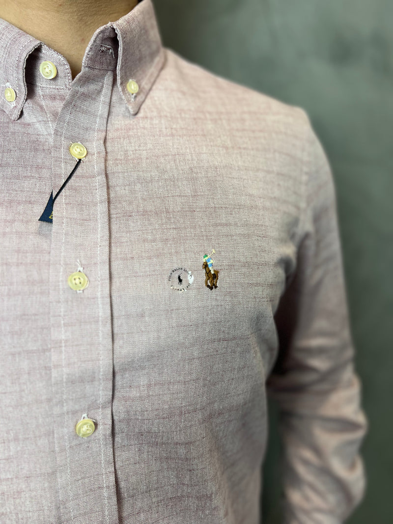 Camisa Social Polo Ralph Lauren Oxford - Rosa