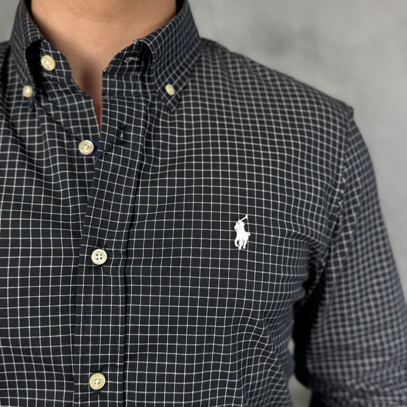 Camisa Social Polo Ralph Lauren Oxford - Xadrez Preta