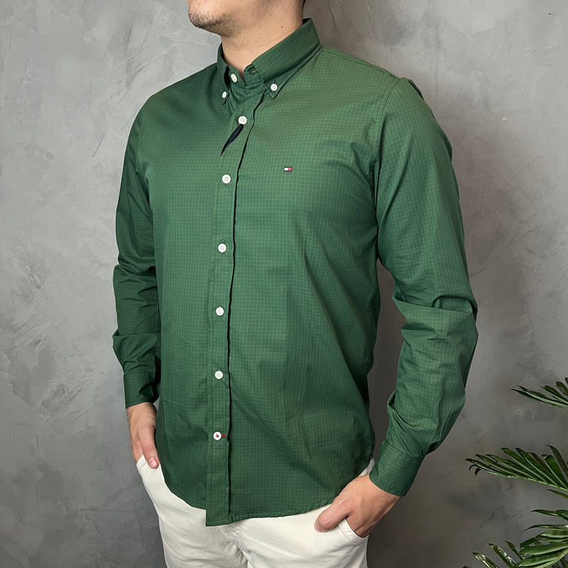 Camisa Social Tommy Hilfiger Oxford - Xadrez Verde