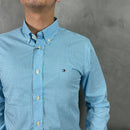 Camisa Social Tommy Hilfiger Azul Bebê/Br Regular - Xadrez