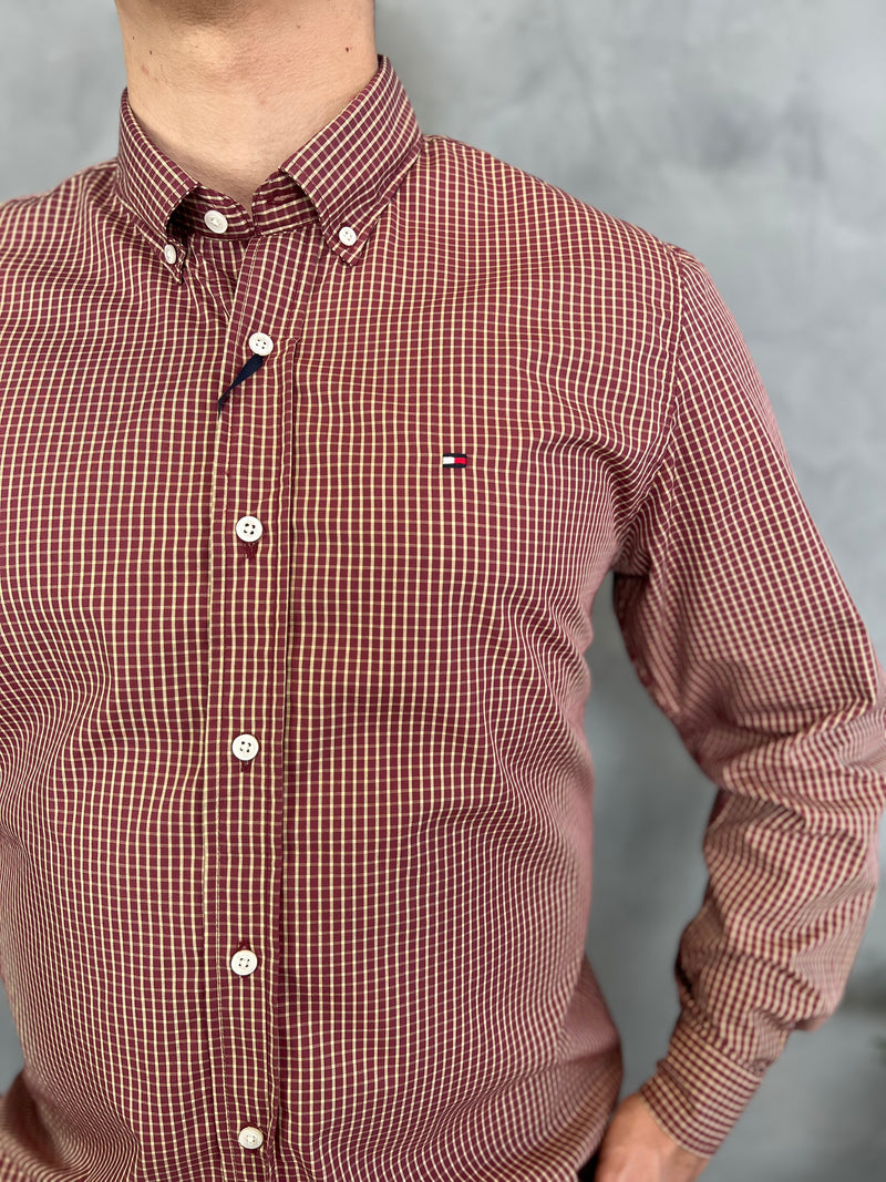 Camisa Social Tommy Hilfiger Oxford - Xadrez Vinho