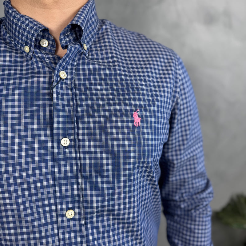 Camisa Social Polo Ralph Lauren Oxford - Xadrez Azul