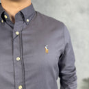 Camisa Social Polo Ralph Lauren Oxford - Chumbo
