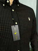 Camisa Social Polo Ralph Lauren Oxford - Xadrez Preta
