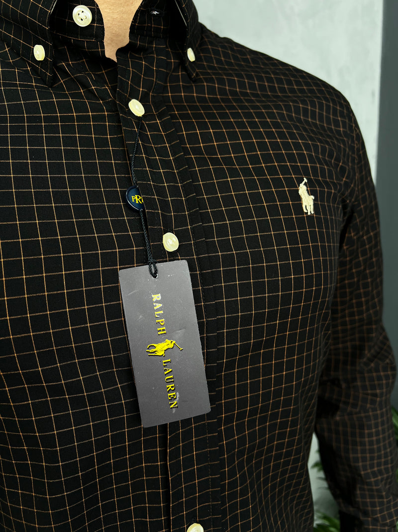 Camisa Social Polo Ralph Lauren Oxford - Xadrez Preta