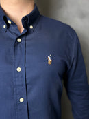 Camisa Social Polo Ralph Lauren Oxford - Azul Marinho