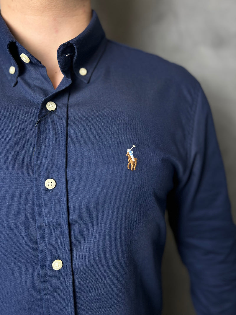 Camisa Social Polo Ralph Lauren Oxford - Azul Marinho