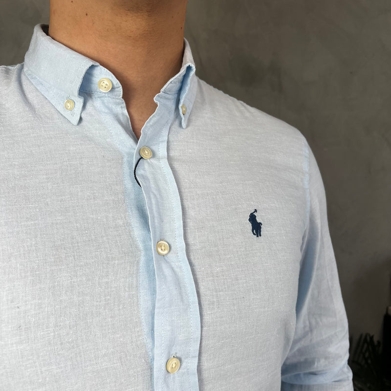 Camisa Social Polo Ralph Lauren - Azul Bebê - Linho