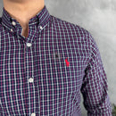 Camisa Social Polo Ralph Lauren Oxford - Xadrez Roxa