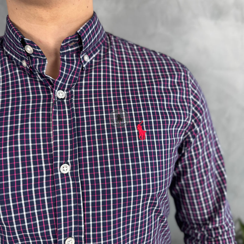 Camisa Social Polo Ralph Lauren Oxford - Xadrez Roxa
