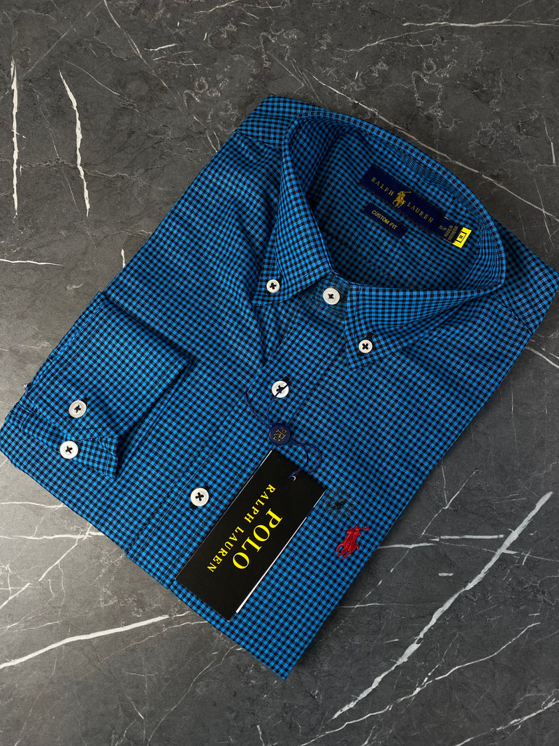 Camisa Social Polo Ralph Lauren Oxford - Xadrez Azul