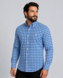 Camisa Social Az/Rs Polo Ralph Lauren Oxford - Xadrez