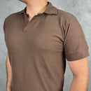 Gola Polo Zara Texturizada - Marrom