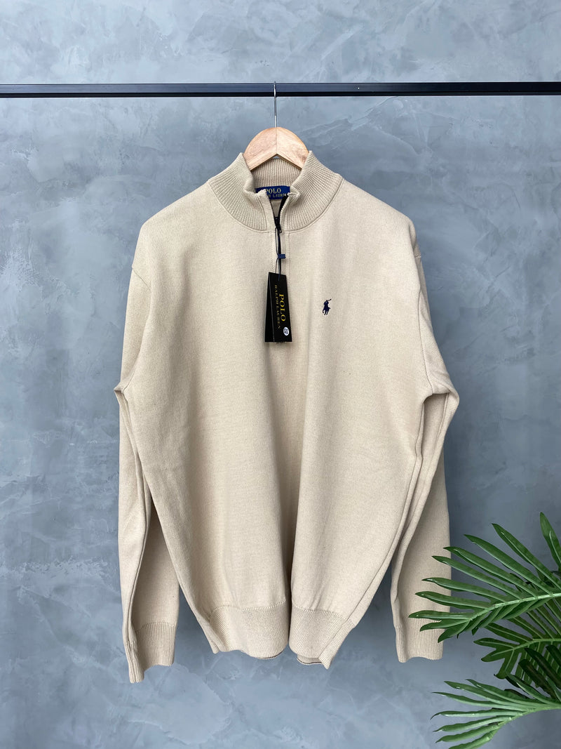 Suéter C/Zíper Polo Ralph Lauren - Bege