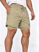Short Duplo Esportivo On Cloud - Bege