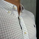 Camisa Social Polo Ralph Lauren Oxford - Xadrez Branca