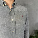 Camisa Social Polo Ralph Lauren - Cinza Mescla - Linho