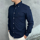 Camisa Social Tommy Hilfiger Oxford - Azul Marinho