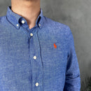 Camisa Social Polo Ralph Lauren - Azul - Linho