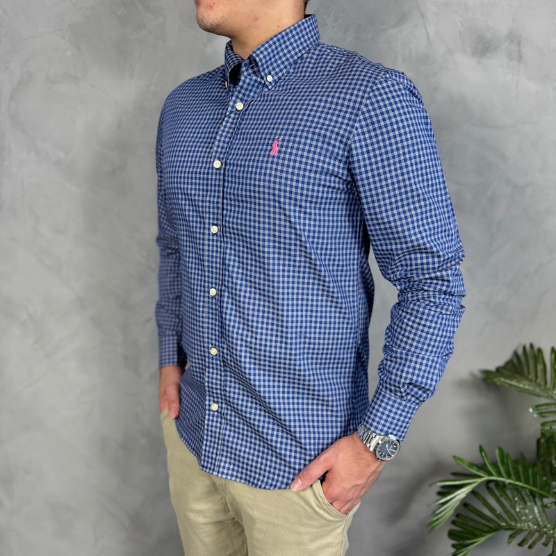 Camisa Social Polo Ralph Lauren Oxford - Xadrez Azul