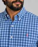 Camisa Social Az/Rs Polo Ralph Lauren Oxford - Xadrez
