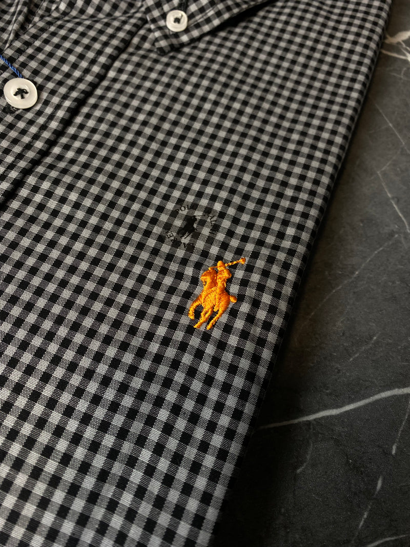 Camisa Social Polo Ralph Lauren Oxford - Xadrez Cinza