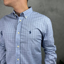 Camisa Social Polo Ralph Lauren Oxford - Xadrez Azul