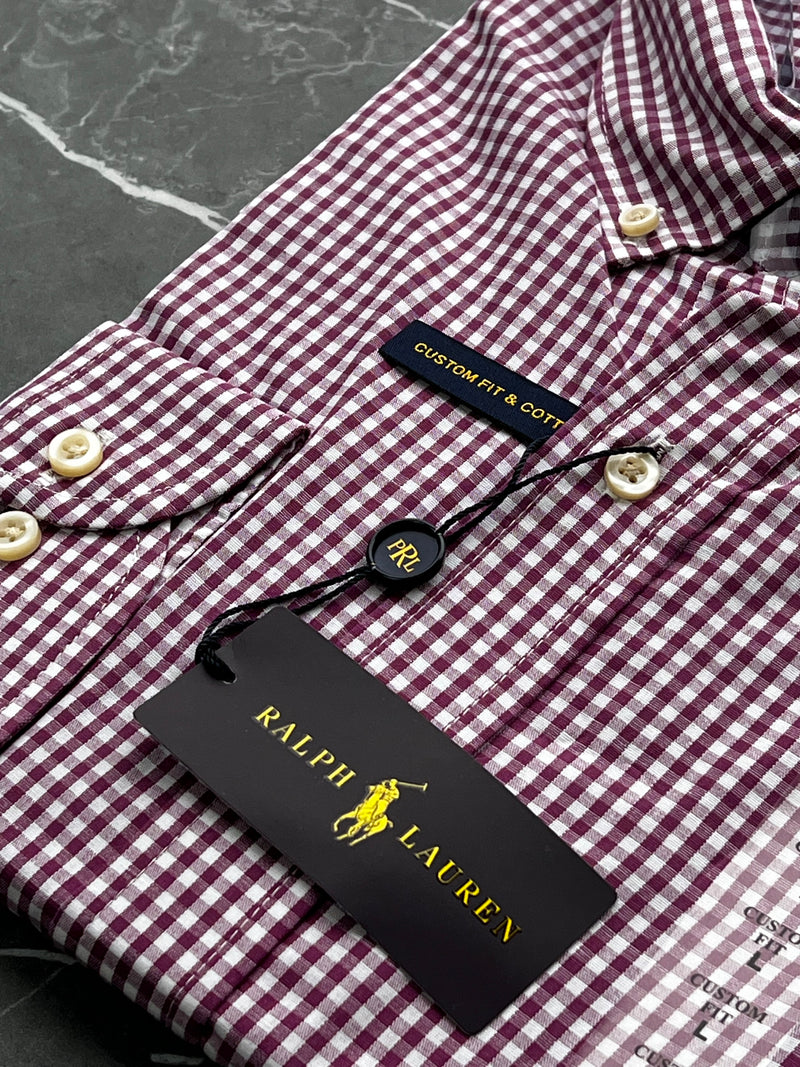 Camisa Social Polo Ralph Lauren Oxford - Xadrez Roxa