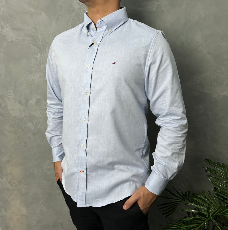 Camisa Social Tommy Hilfiger Oxford - Azul Bebe