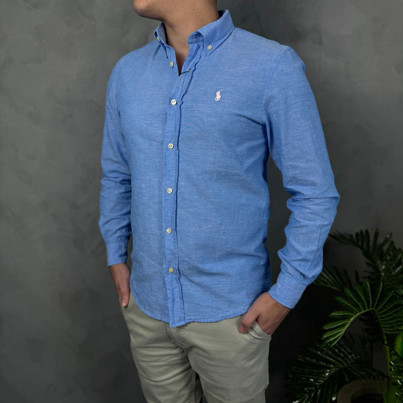 Camisa Social Polo Ralph Lauren - Azul Bebê - Linho