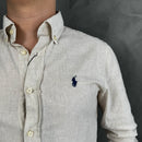 Camisa Social Polo Ralph Lauren - Linho - Natural