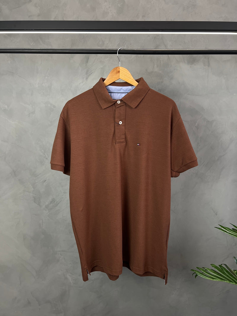 Camisa Gola Polo Tommy Hilfiger - Marrom