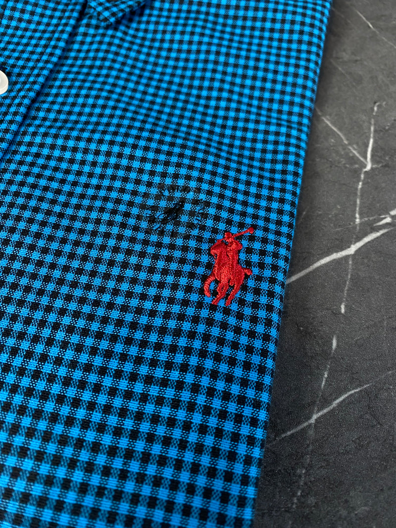 Camisa Social Polo Ralph Lauren Oxford - Xadrez Azul