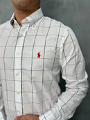 Camisa Social Polo Ralph Lauren Oxford - Xadrez Branca