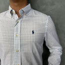 Camisa Social Polo Ralph Lauren Oxford - Xadrez Branca