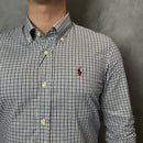 Camisa Social Polo Ralph Lauren Oxford - Xadrez Cinza