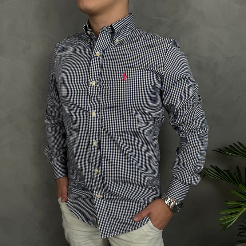 Camisa Social Polo Ralph Lauren Oxford - Xadrez Marinho