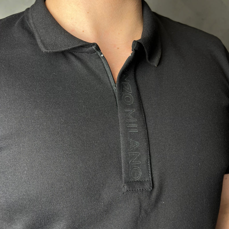 Camisa Gola Polo com Zíper Enzo Milano - Preta