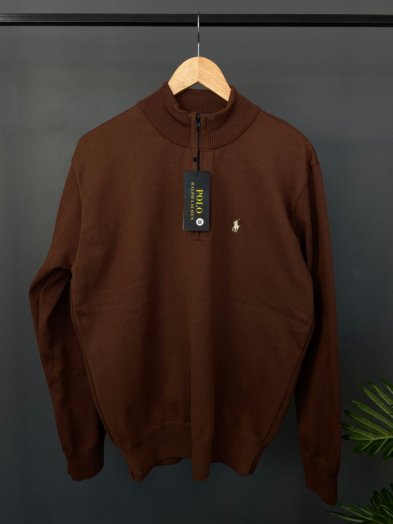 Suéter C/Zíper Polo Ralph Lauren - Marrom