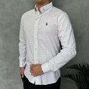 Camisa Social Polo Ralph Lauren Oxford - Xadrez Branca
